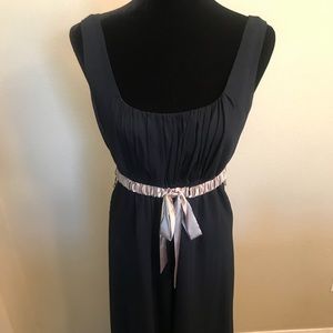 Pretty navy blue chiffon dress.